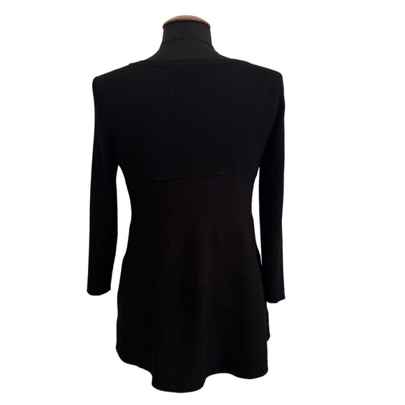 Cable & Gauge Petite Black Ribbed Sweater Top 3/4 Sleeve Women's Size PL - Picture 3 of 8